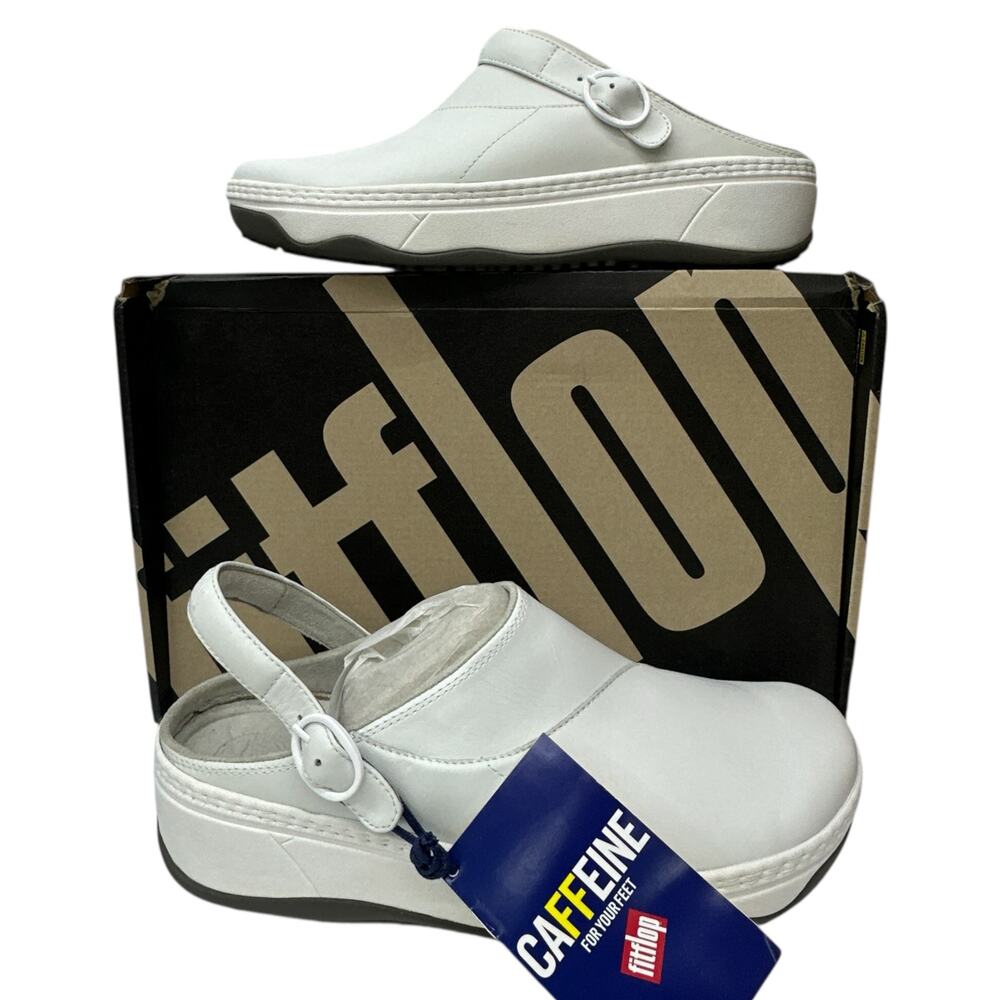 FitFlop Gogh Pro Superlight Leather Clogs Men's size 11 White